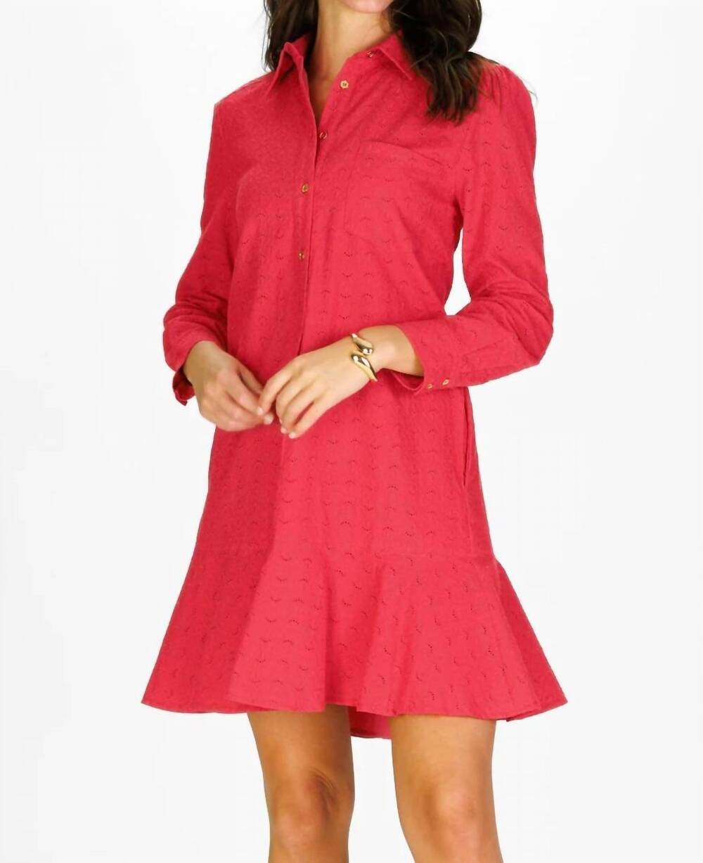 NEW DUFFIELD LANE iris mini dress in teaberry eyelet
